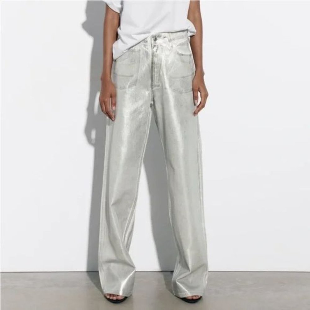 ZARA TRF WIDE LEG JEANS - Picture 1 of 4